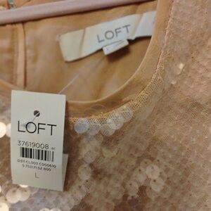LOFT Shimmering Sequin Blouse in Light Beige